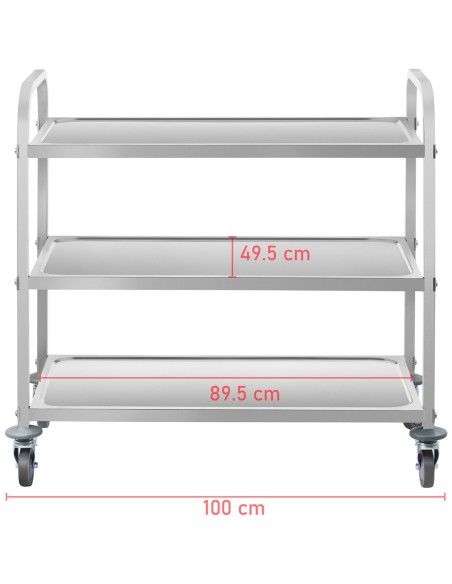 3 lentynų maitinimo vežimėlis iki 150kg pagamintas iš nerūdijančio plieno Royal Catering RCSW 3A 3 lentynų maitinimo vežimėlis iki 150kg pagamintas iš nerūdijančio plieno Royal Catering RCSW 3A