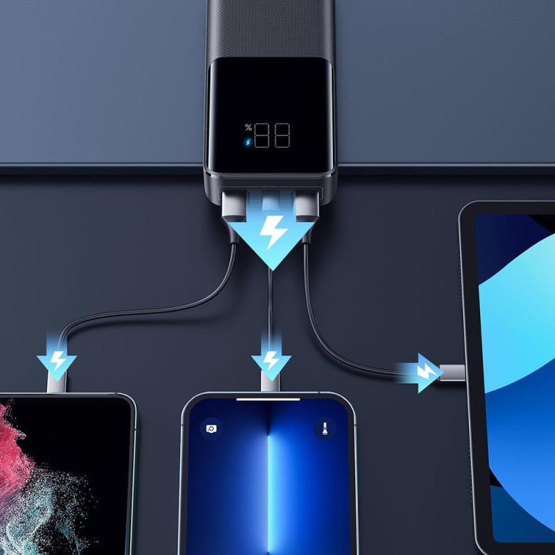 Powerbank 20000mAh 15W kabelis USB-C laidas juodas