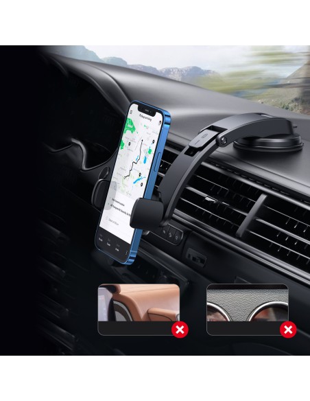 Automobilinio telefono laikiklis kabinos priekiniam stiklui juodas