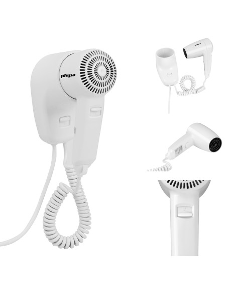 Physa PURUS baltas 1200W baseino viešbučio sieninis plaukų džiovintuvas Physa PURUS baltas 1200W baseino viešbučio sieninis plaukų džiovintuvas
