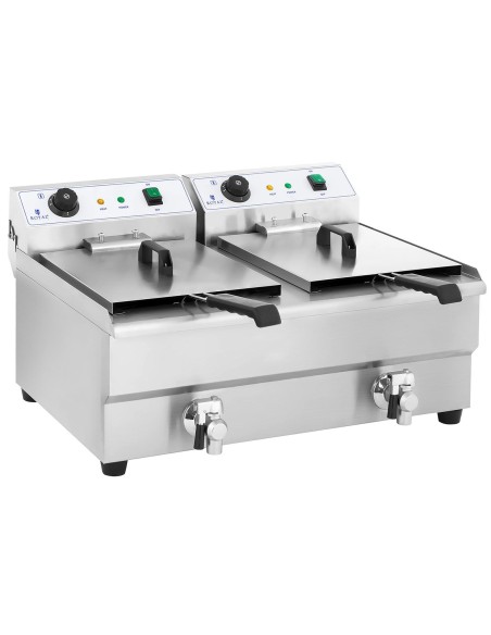 Dviejų kamerų gastronominė gruzdintuvė su čiaupais 230V 2x16L Dviejų kamerų gastronominė gruzdintuvė su čiaupais 230V 2x16L