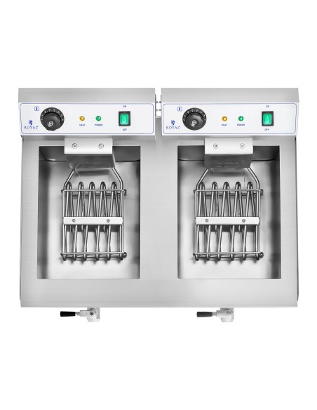 Dviejų kamerų gastronominė gruzdintuvė su čiaupais 230V 2x16L Dviejų kamerų gastronominė gruzdintuvė su čiaupais 230V 2x16L