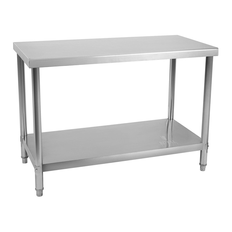 Centrinis nerūdijančio plieno gastronominis stalviršis su lentyna 120x70cm
