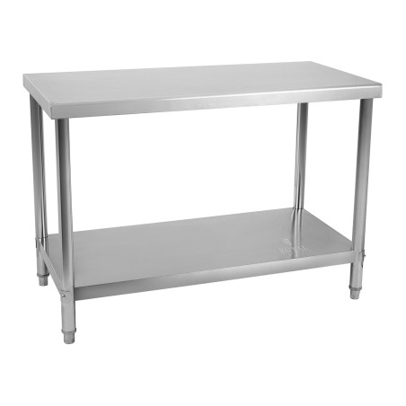 Centrinis nerūdijančio plieno gastronominis stalviršis su lentyna 120x70cm Centrinis nerūdijančio plieno gastronominis stalviršis su lentyna 120x70cm