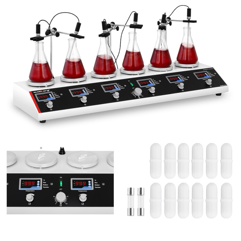 Laboratorinė magnetinė maišyklė 99C laikmatis 6 stotys + maišyklės Laboratorinė magnetinė maišyklė 99C laikmatis 6 stotys + maišyklės