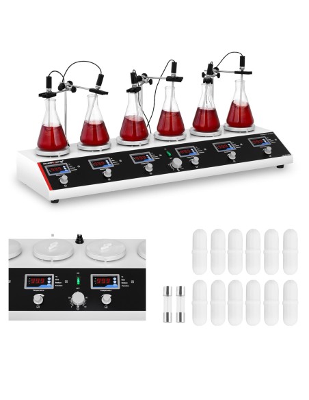 Laboratorinė magnetinė maišyklė 99C laikmatis 6 stotys + maišyklės Laboratorinė magnetinė maišyklė 99C laikmatis 6 stotys + maišyklės