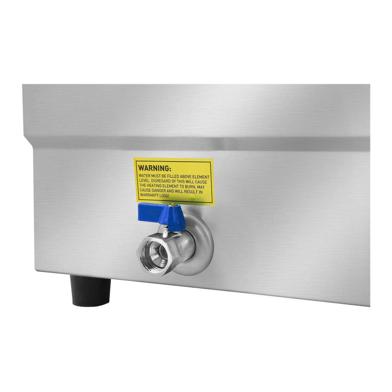 Bain marie vandens šildytuvas su čiaupu ir stikliniu dangteliu 2200W 30L + 5x GN1/2 talpa