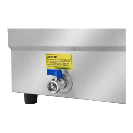 Bain marie vandens šildytuvas su čiaupu ir stikliniu dangteliu 2200W 30L + 5x GN1/2 talpa Bain marie vandens šildytuvas su čiaupu ir stikliniu dangteliu 2200W 30L + 5x GN1/2 talpa