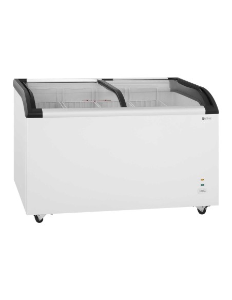 Komercinis krūtinės šaldiklis su užraktu ir stikliniu viršumi iki -25C 355L