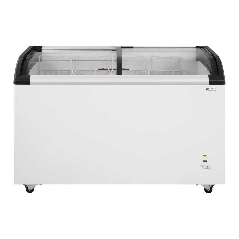 Komercinis krūtinės šaldiklis su užraktu ir stikliniu viršumi iki -25C 355L