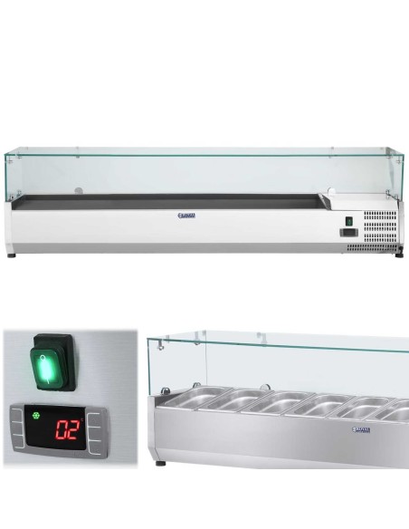 Aušinimo viršus su stikliniu dangteliu 8x GN1/3 180cm