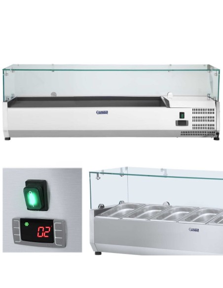 Aušinimo viršus su stikliniu dangteliu 6x GN1/3 140cm