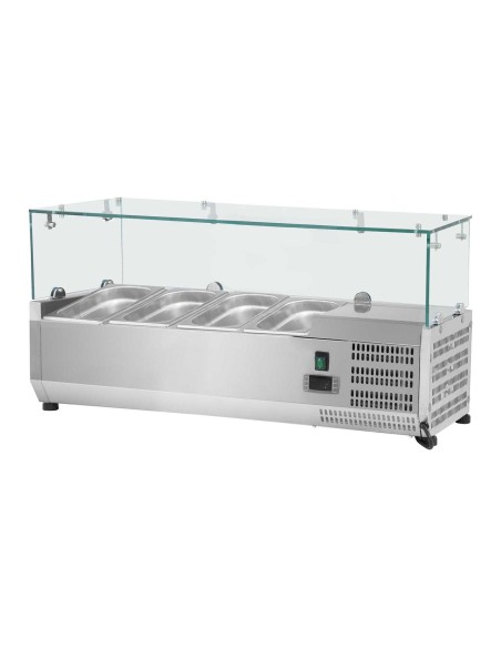 Aušinimo viršus su stikliniu dangteliu 3x GN1/3 ir 1x GN1/2 120cm