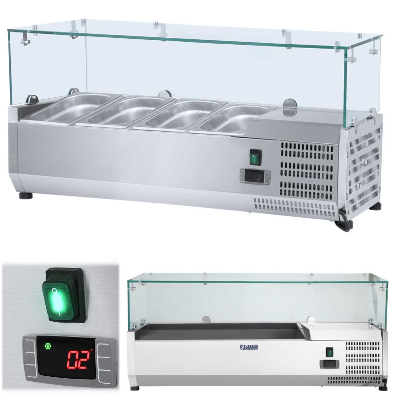 Aušinimo viršus su stikliniu dangteliu 3x GN1/3 ir 1x GN1/2 120cm