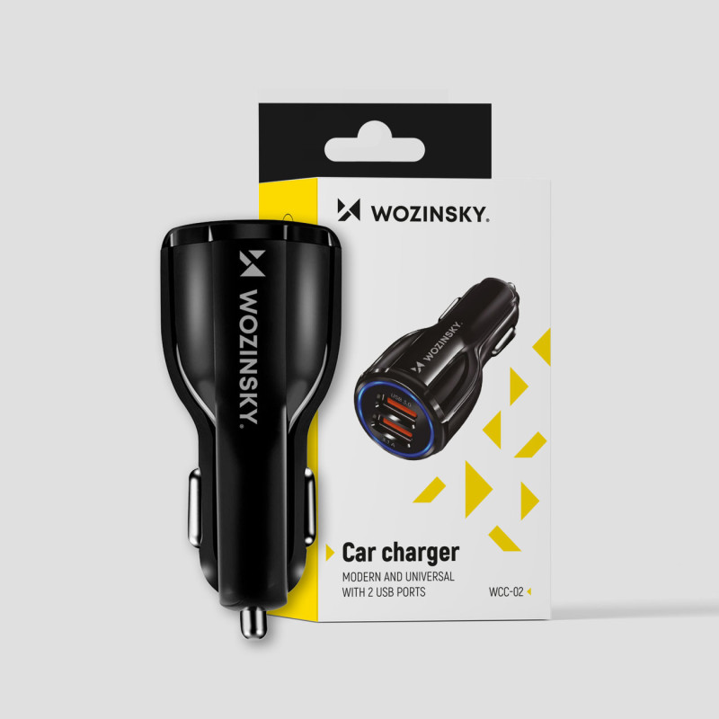 2xUSB automobilinis pakrovejas juodas