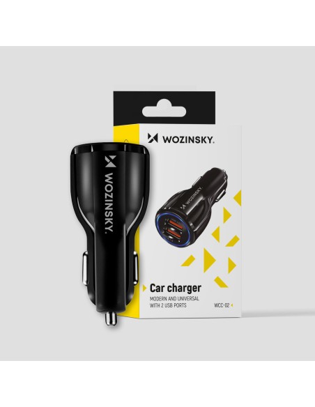 2xUSB automobilinis pakrovejas juodas