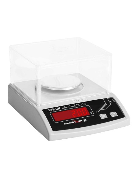 Tikslios laboratorinės svarstyklės su stikliniu dangteliu ir LED ekranu 200g / 0,001g Tikslios laboratorinės svarstyklės su stikliniu dangteliu ir LED ekranu 200g / 0,001g