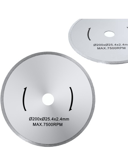 Diskinio pjūklo diskas plytelių pjovimui su deimantiniu peiliuku Dia. 200/25,4 mm Diskinio pjūklo diskas plytelių pjovimui su deimantiniu peiliuku Dia. 200/25,4 mm