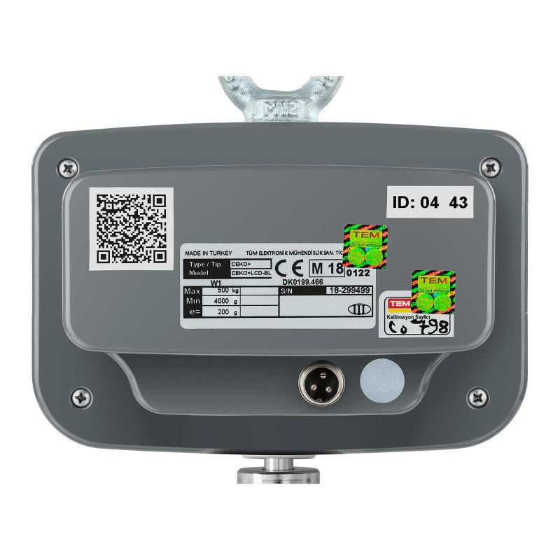 Pakabinamos svarstyklės sertifikuotos Bluetooth CEKO+ TEM 500kg / 200g