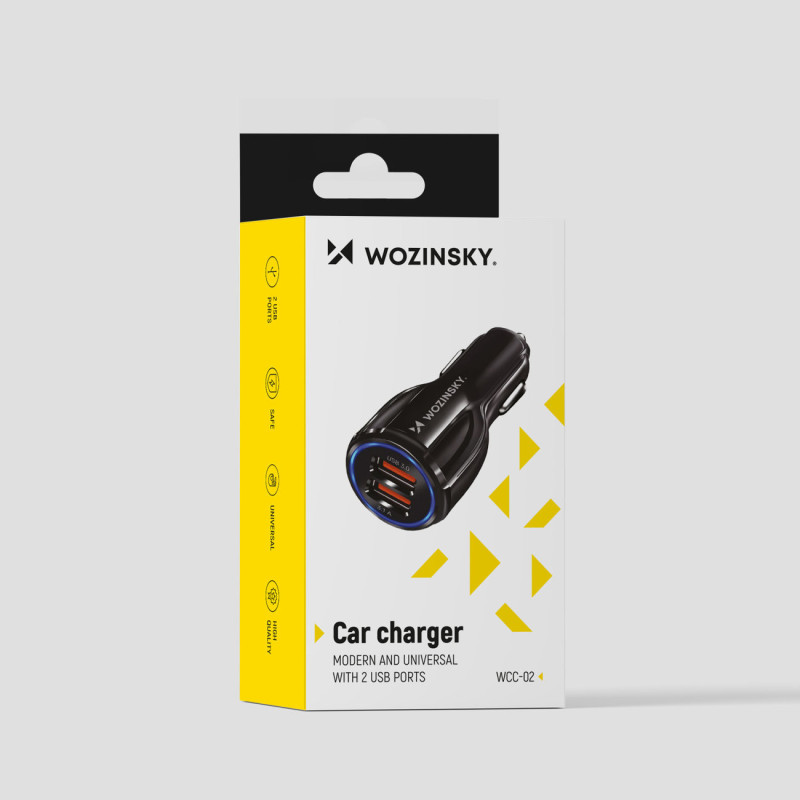 2xUSB automobilinis pakrovejas juodas