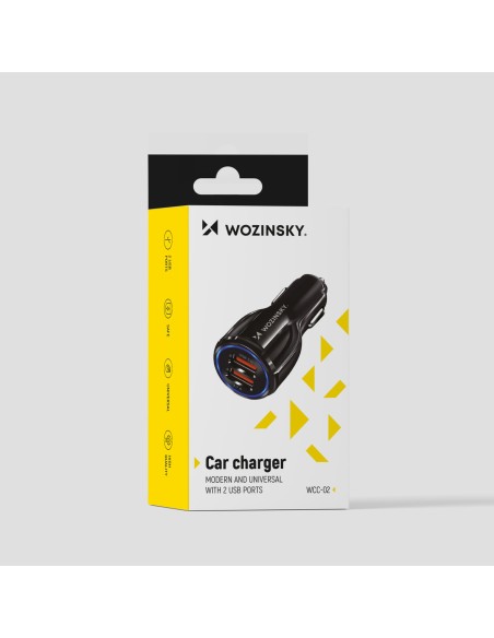 2xUSB automobilinis pakrovejas juodas