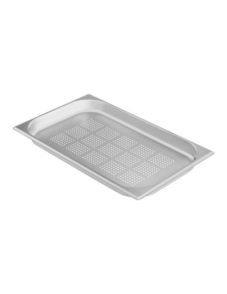 Perforuotas plieninis gastronominis konteineris GN1/1 gylis 40 mm