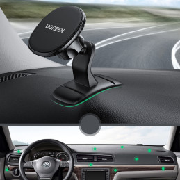 Juodas magnetinis automobilinio telefono laikiklis prietaisų skydeliui
