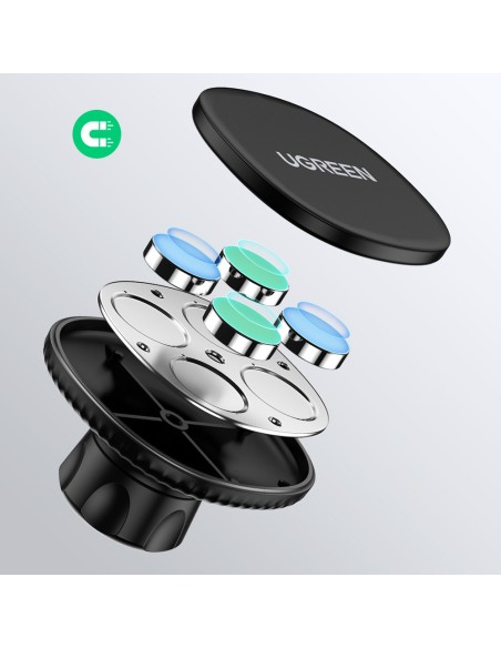 Juodas magnetinis automobilinio telefono laikiklis prietaisų skydeliui Juodas magnetinis automobilinio telefono laikiklis prietaisų skydeliui