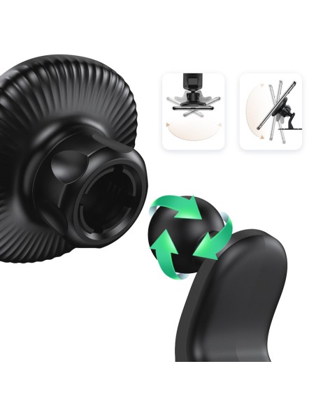 Juodas magnetinis automobilinio telefono laikiklis prietaisų skydeliui Juodas magnetinis automobilinio telefono laikiklis prietaisų skydeliui