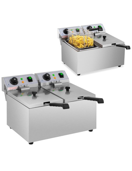 Elektrinė dviguba gruzdintuvė 230 V 2 x 3200 W 2 x 8 L Elektrinė dviguba gruzdintuvė 230 V 2 x 3200 W 2 x 8 L