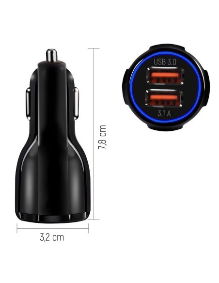 2xUSB automobilinis pakrovejas juodas