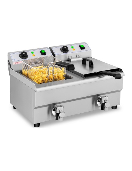 Elektrinė dviguba gruzdintuvė su čiaupu 230 V 2 x 3000W 2 x 10 L Elektrinė dviguba gruzdintuvė su čiaupu 230 V 2 x 3000W 2 x 10 L
