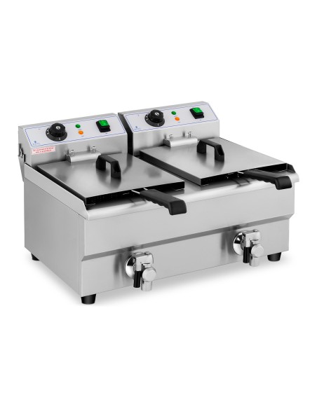 Elektrinė dviguba gruzdintuvė su čiaupu 230 V 2 x 3000W 2 x 10 L Elektrinė dviguba gruzdintuvė su čiaupu 230 V 2 x 3000W 2 x 10 L