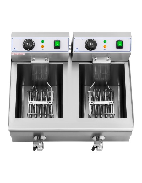 Elektrinė dviguba gruzdintuvė su čiaupu 230 V 2 x 3000W 2 x 10 L Elektrinė dviguba gruzdintuvė su čiaupu 230 V 2 x 3000W 2 x 10 L