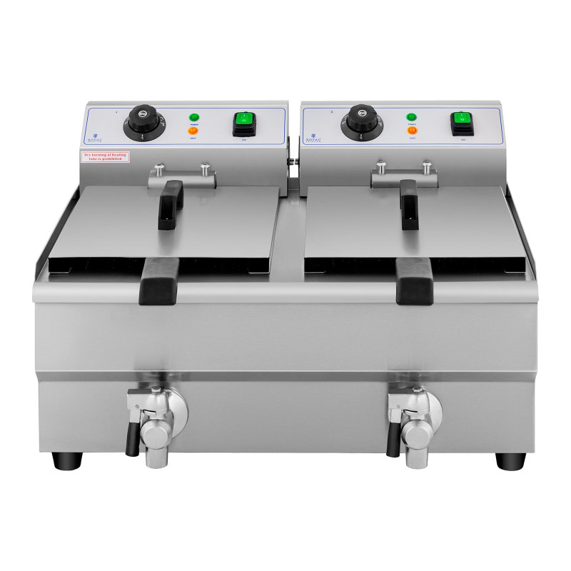 Elektrinė dviguba gruzdintuvė su čiaupu 230 V 2 x 3000W 2 x 10 L