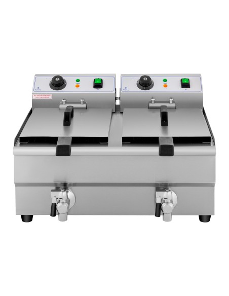 Elektrinė dviguba gruzdintuvė su čiaupu 230 V 2 x 3000W 2 x 10 L Elektrinė dviguba gruzdintuvė su čiaupu 230 V 2 x 3000W 2 x 10 L