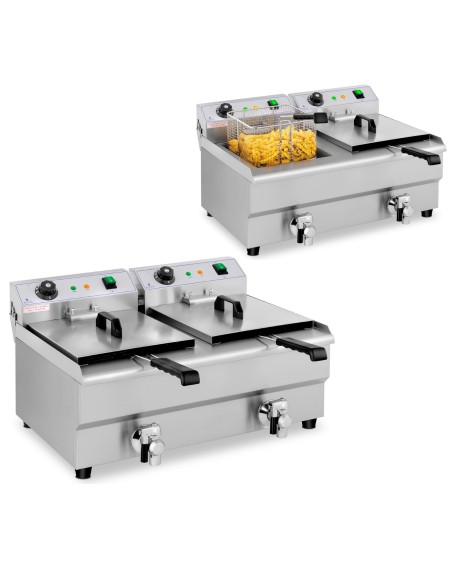 Elektrinė dviguba gruzdintuvė su čiaupu 230 V 2 x 3200 W 2 x 13 L Elektrinė dviguba gruzdintuvė su čiaupu 230 V 2 x 3200 W 2 x 13 L