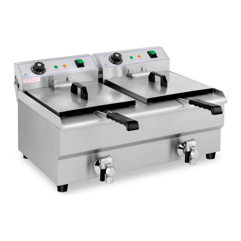 Elektrinė dviguba gruzdintuvė su čiaupu 230 V 2 x 3200 W 2 x 13 L