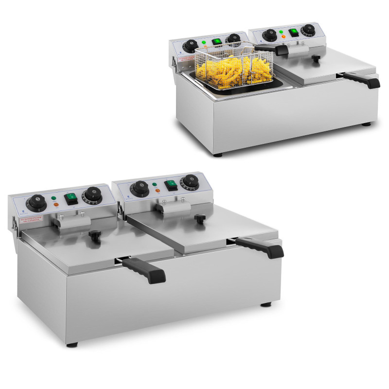 2 x 3200 W LAIKMATIS 230 V 2 x 10 L gastronominė elektrinė gruzdintuvė