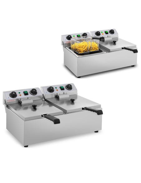 2 x 3200 W LAIKMATIS 230 V 2 x 10 L gastronominė elektrinė gruzdintuvė 2 x 3200 W LAIKMATIS 230 V 2 x 10 L gastronominė elektrinė gruzdintuvė
