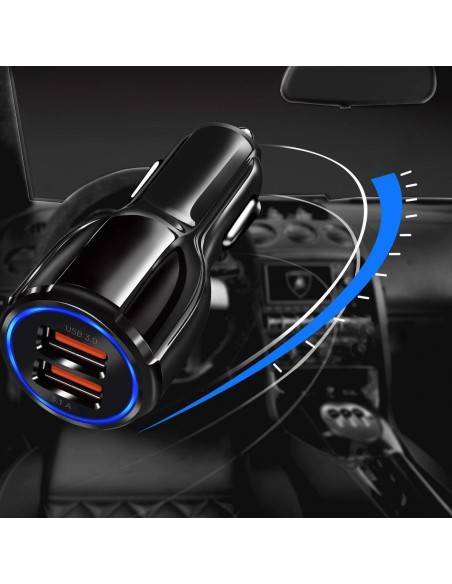 2xUSB automobilinis pakrovejas juodas