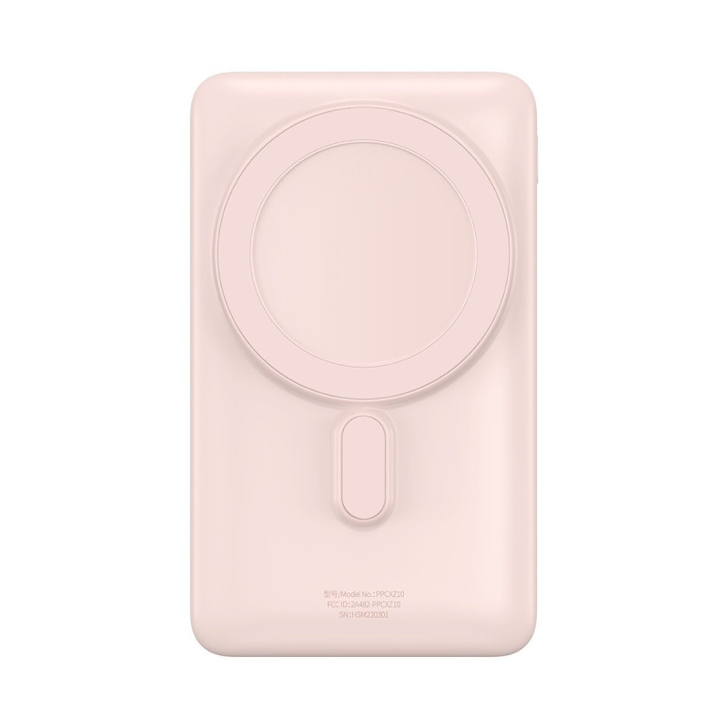 Maitinimo bankas su belaidžiu įkrovimu MagSafe 10000mAh 20W rožinė + USB-C laidas 0,5m