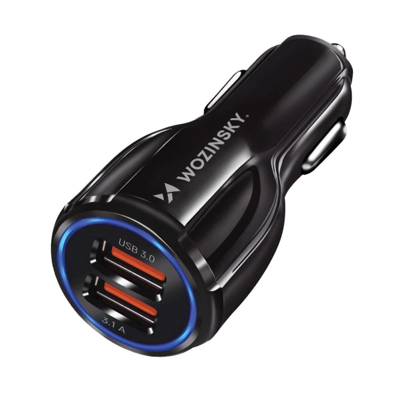 2xUSB automobilinis pakrovejas juodas
