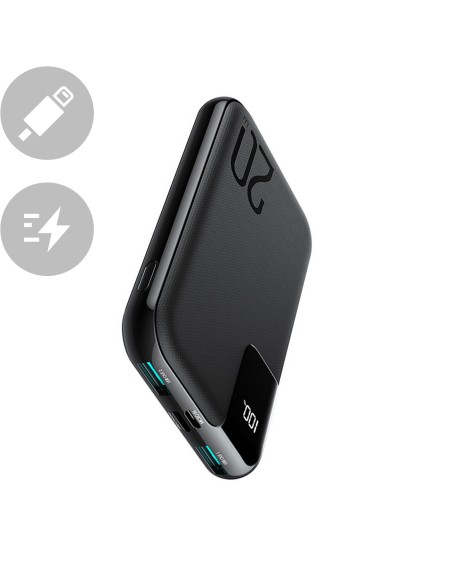 Powerbank 10000mAh 20W greitas įkrovimas 2xUSB 1xUSB-C juodas
