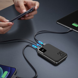 Powerbank 10000mAh 20W greitas įkrovimas 2xUSB 1xUSB-C juodas