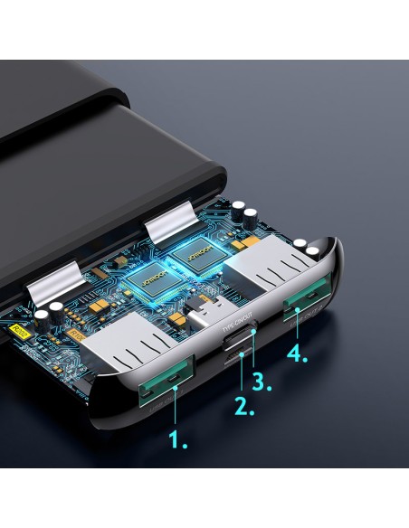 Powerbank 10000mAh 20W greitas įkrovimas 2xUSB 1xUSB-C juodas