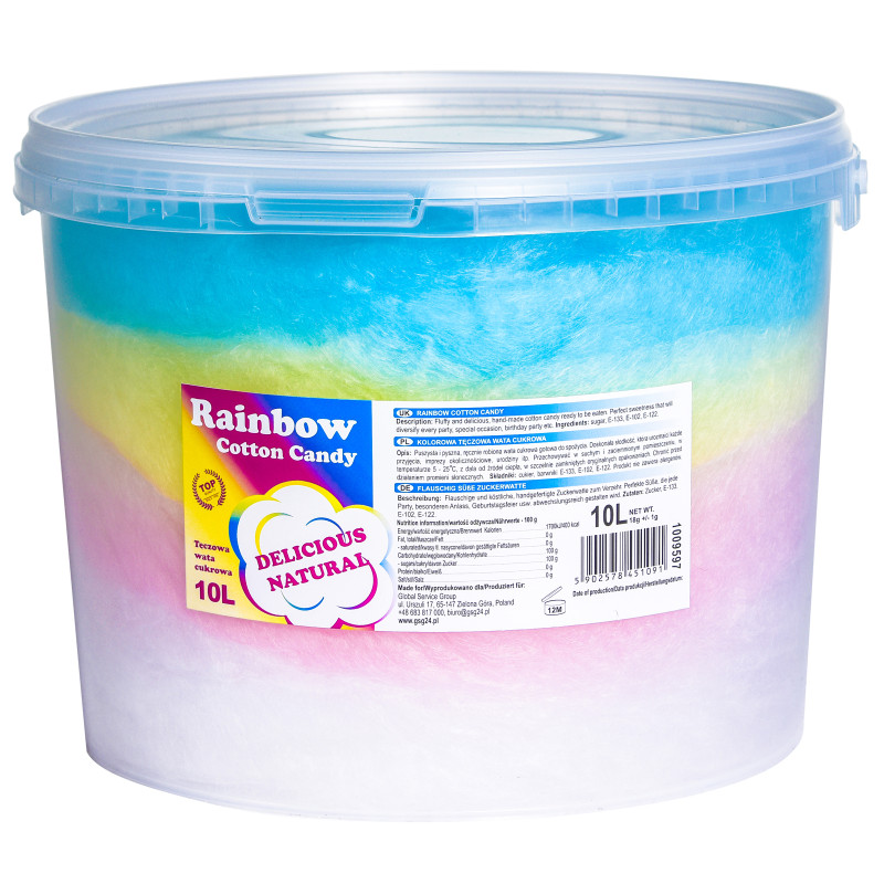 Spalvinga vaivorykštinė cukraus vata Rainbow Cotton Candy 10L