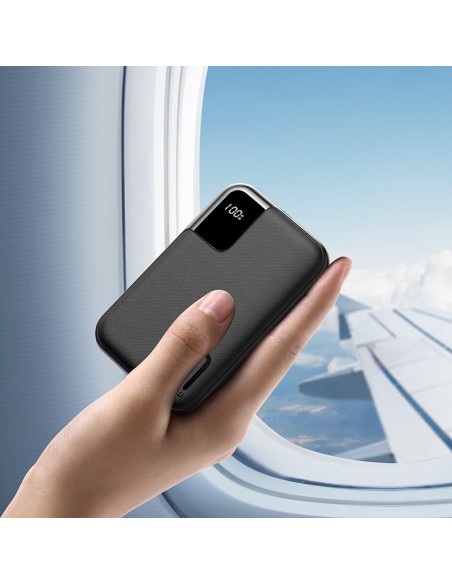 Powerbank 10000mAh 20W greitas įkrovimas 2xUSB 1xUSB-C juodas