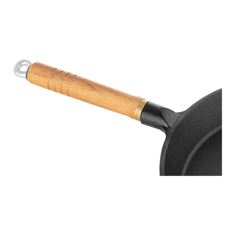 Ketaus apvali lygi keptuvė su medine rankena, sk. 30 cm