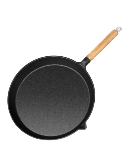 Ketaus apvali lygi keptuvė su medine rankena, sk. 30 cm